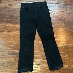 MOTHER Insider Crop Step Fray Black Jeans